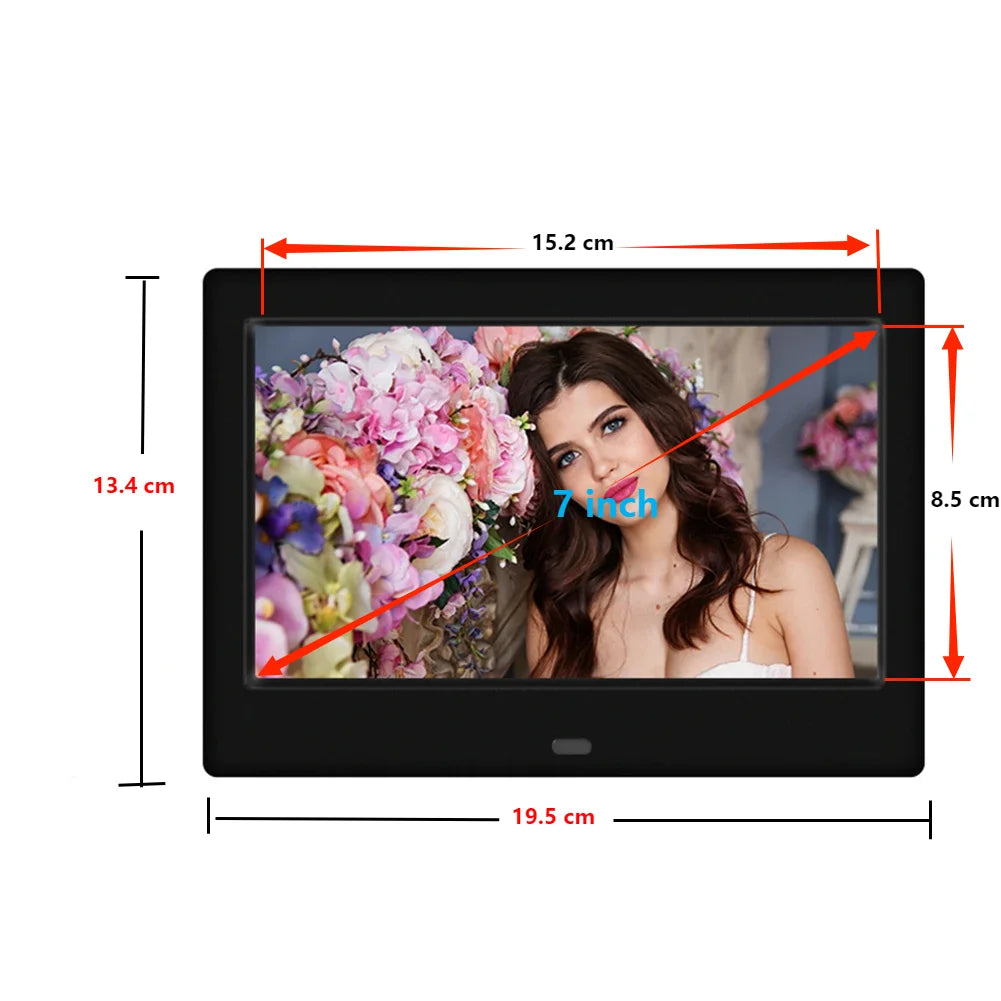 7 Inch HD IPS Digital Picture Frames, Plug in USB or SD Electronic Photo Frame, with Remote Control, Video and Music Photo